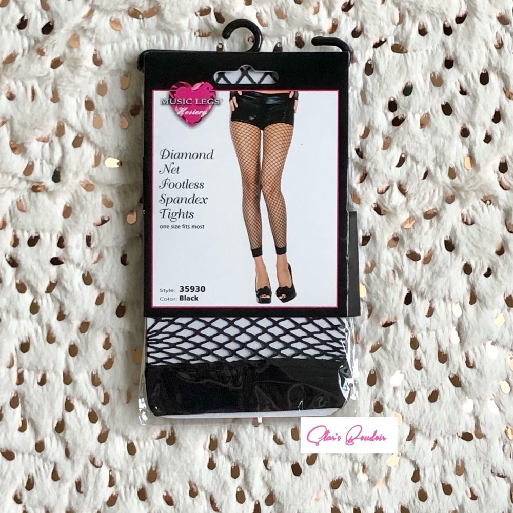 New Music Legs Style #35930 🖤Black🖤 Diamond Net Footless Tights